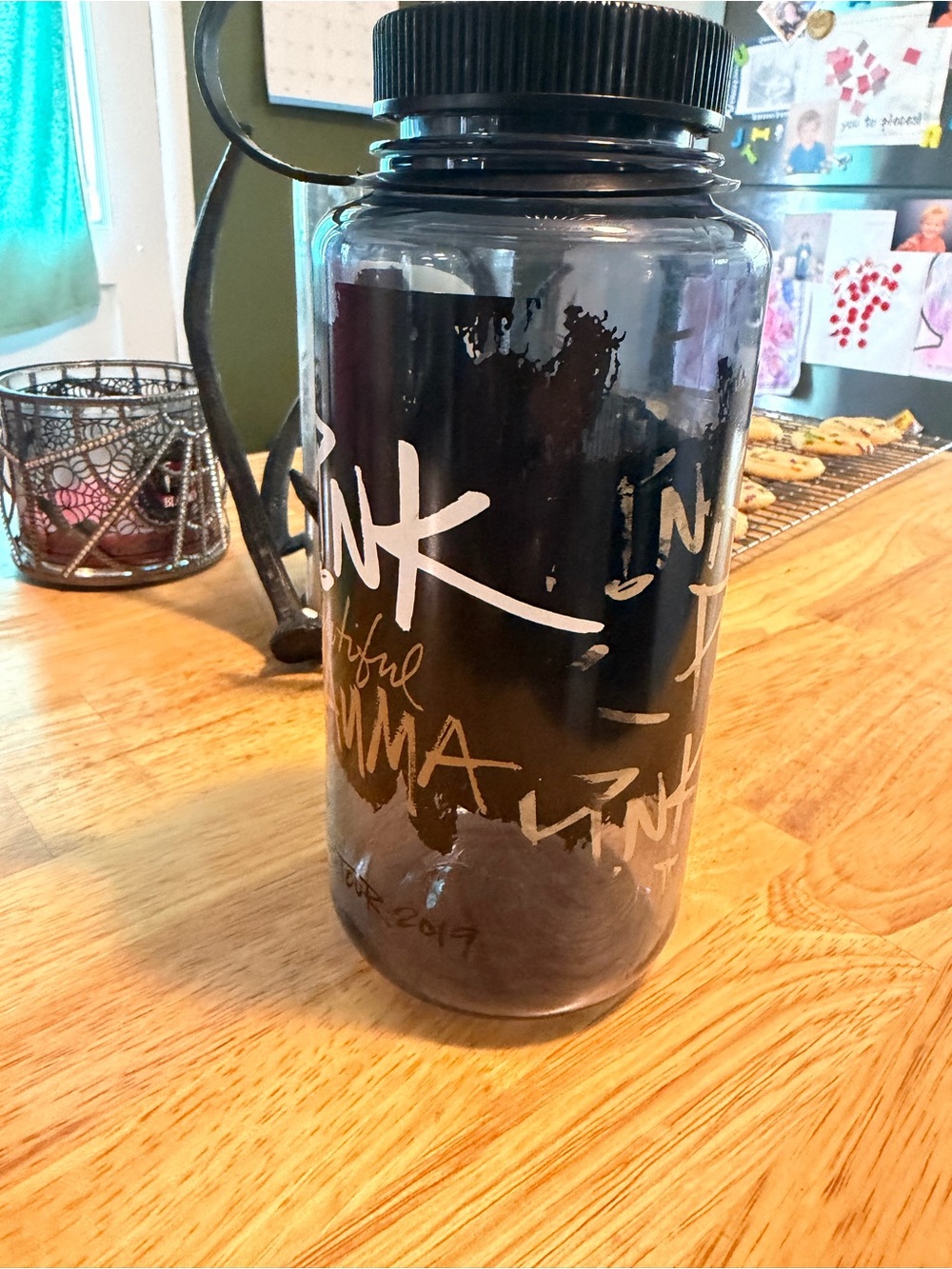 P!NK Water Bottle with Black Graphic Design - Home Dining